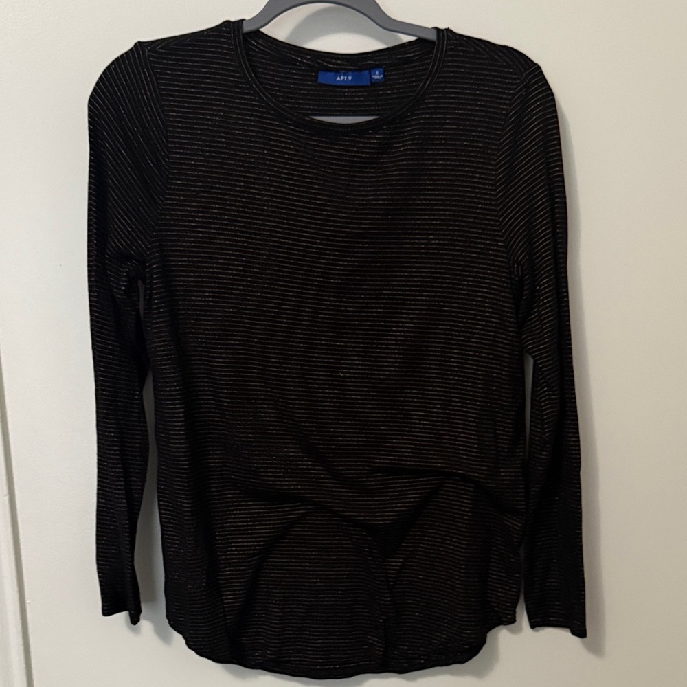Apt. 9 Black and Gold Striped Top